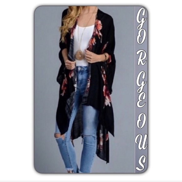 Bohemian Floral Kimono Wrap One Size - Picture 8 of 8